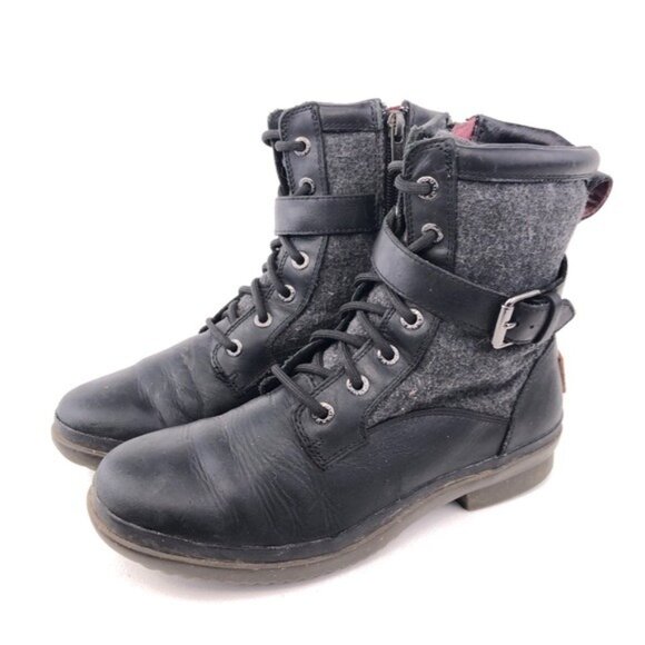 UGG Kesey Black Leather Winter Ankle Boots 6 - Picture 4 of 13